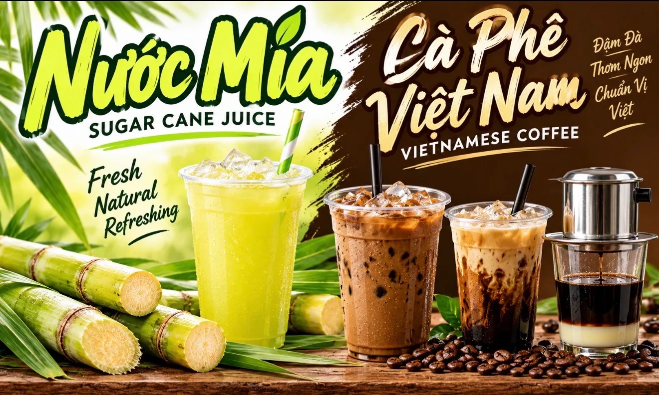 Nước mía sugar cane juice and Vietnamese coffee